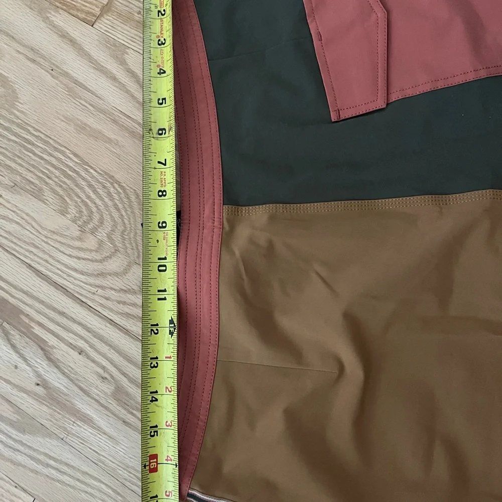 Roark Olive Green & Tan Colorblock Swim Shorts with Dusty Rose Waistband